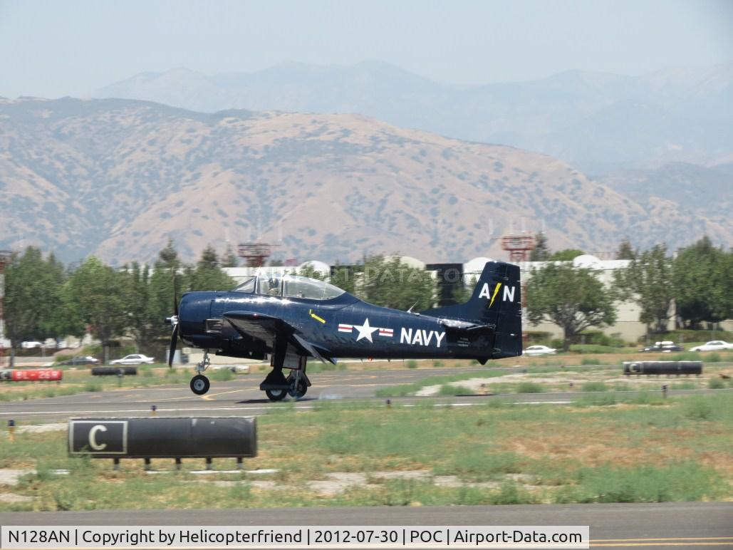 N128AN, 1951 North American T-28S Fennec C/N 96, On the runway, notice main gear tire smoke