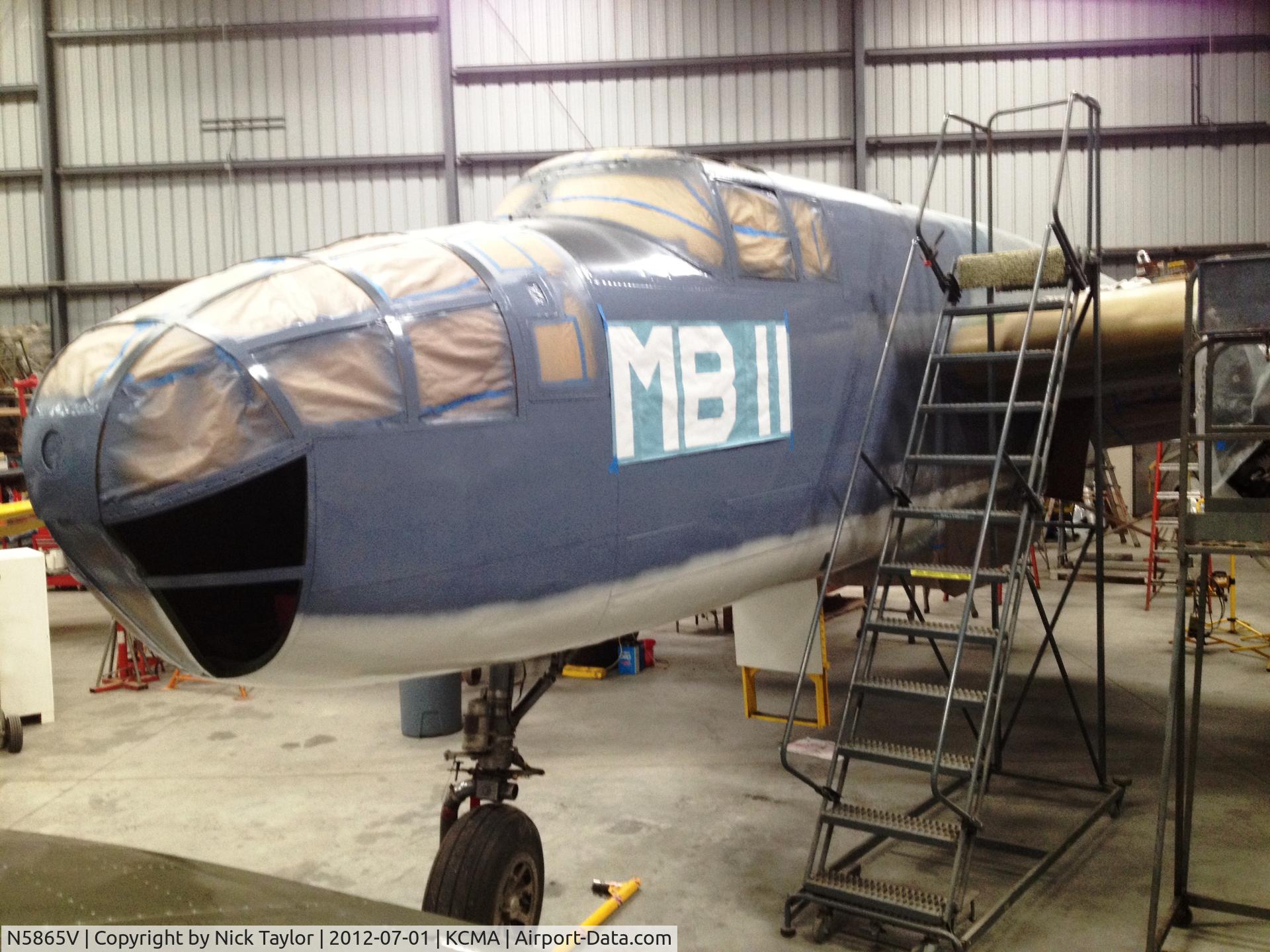 N5865V, 1945 North American B-25J Mitchell Mitchell C/N 108-34263, PBJ now with paint applied.