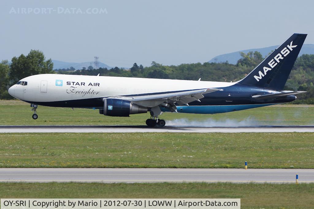 OY-SRI, 1993 Boeing B767-25EBDSF C/N 27193, Touch down on rwy 34