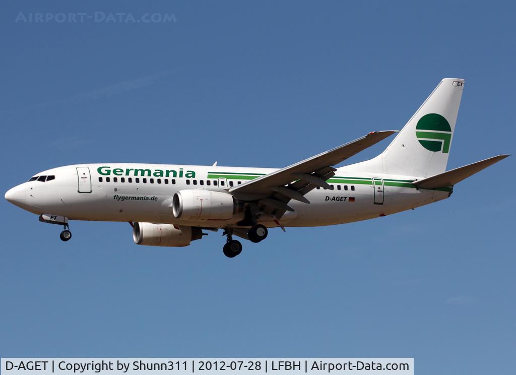 D-AGET, 1998 Boeing 737-75B C/N 28109, Landing rwy 27... Jet2 flight...