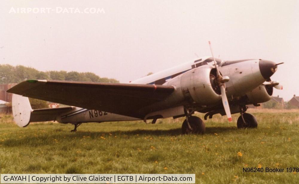 G-AYAH, 1952 Beech D18S (Mk.3TM) C/N CA-159 (A-759), Ex: RCAF 1559 > N6123 > G-AYAH > N96240 - Originally owned to, Sagittair Ltd in March 1970 as G-AYAH. To USA as N96240 in August 1976.