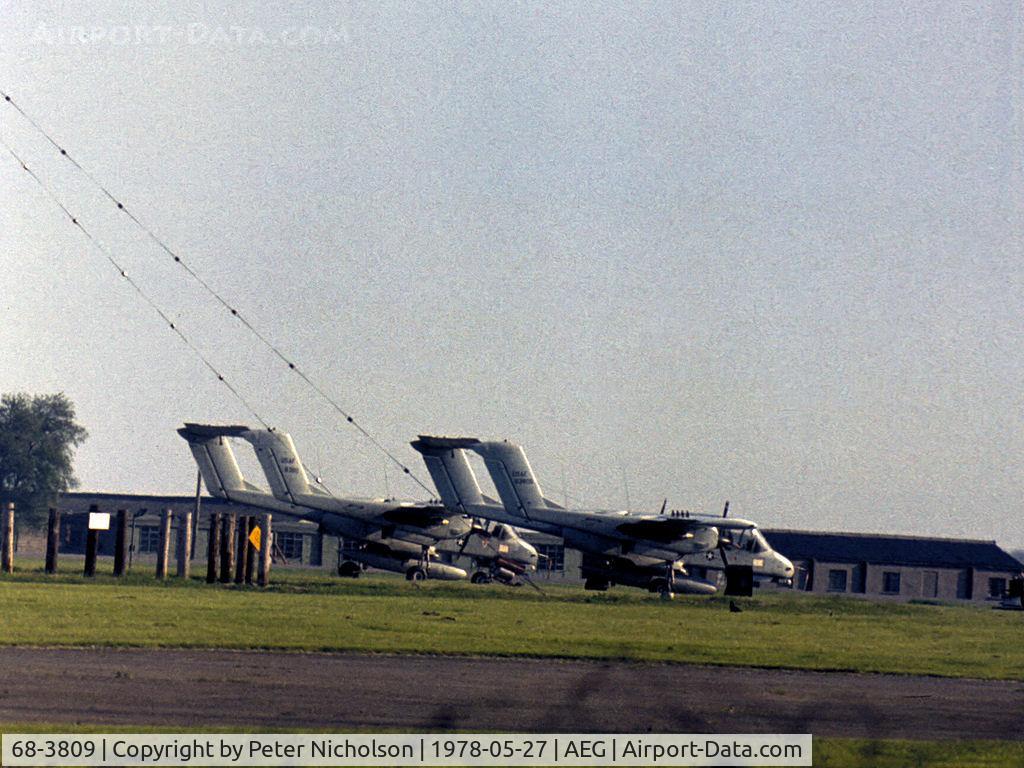68-3809, 1968 North American Rockwell OV-10A Bronco C/N 321-135, OV-10A Bronco of 601st Tactical Control Wing based at Sembach in company with 68-3811 as seen at RAF Alconbury in May 1978.