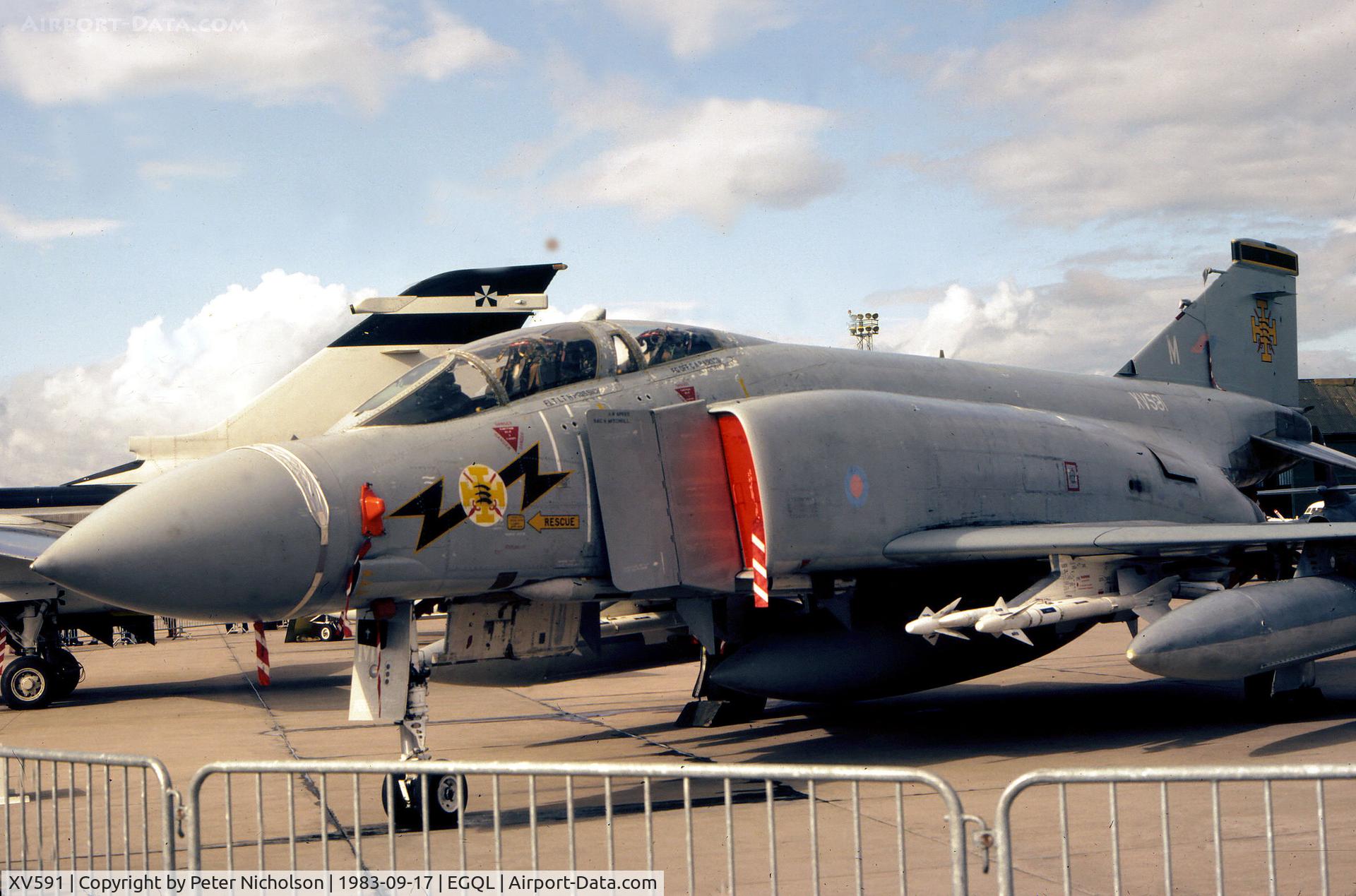 XV591, 1969 McDonnell Douglas Phantom FG1 C/N 3409/0049, Phantom FG.1 of 111 Squadron in the static display at the 1983 RAF Leuchars Airshow.
