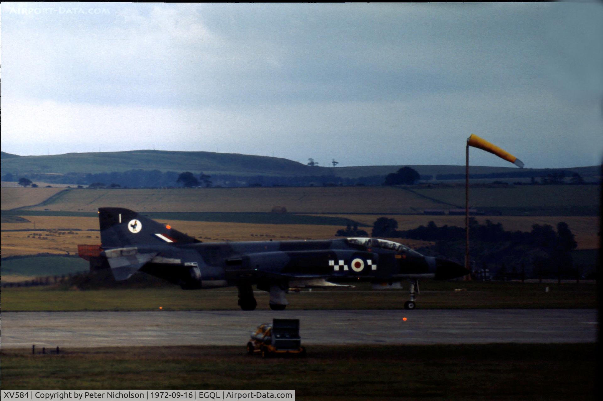 XV584, 1969 McDonnell Douglas Phantom FG1 C/N 9338/3286, Phantom FG.1 of 43 Squadron departing the active runway during the 1972 RAF Leuchars Airshow.