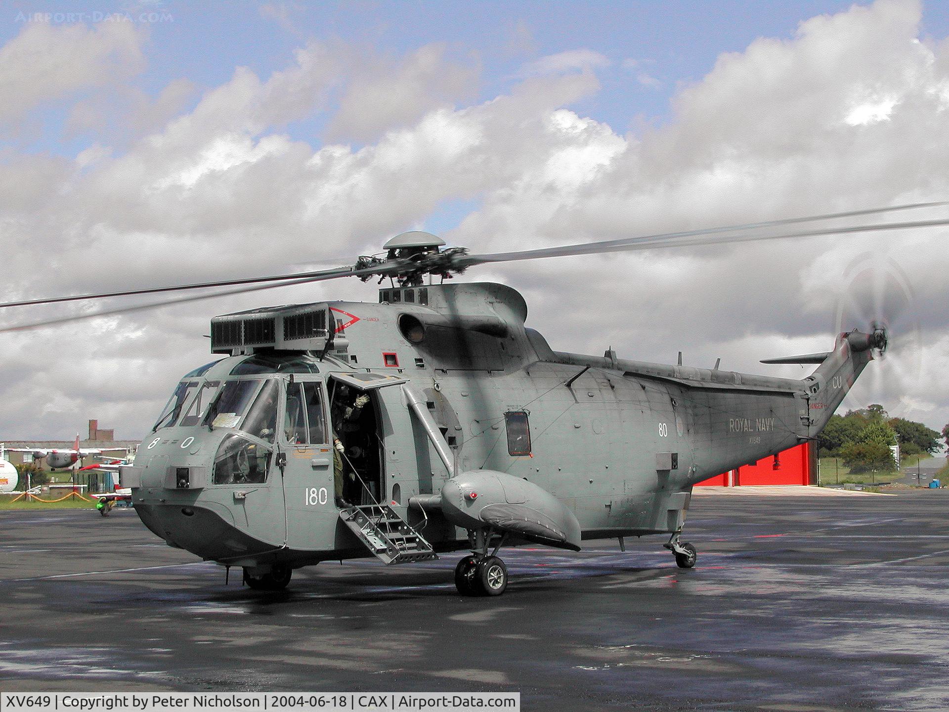 XV649, 1969 Westland Sea King ASaC.7 C/N WA637, Sea King ASaC.7, callsign Cyclops 80, of 849 Squadron visiting Carlisle in the Summer of 2004.