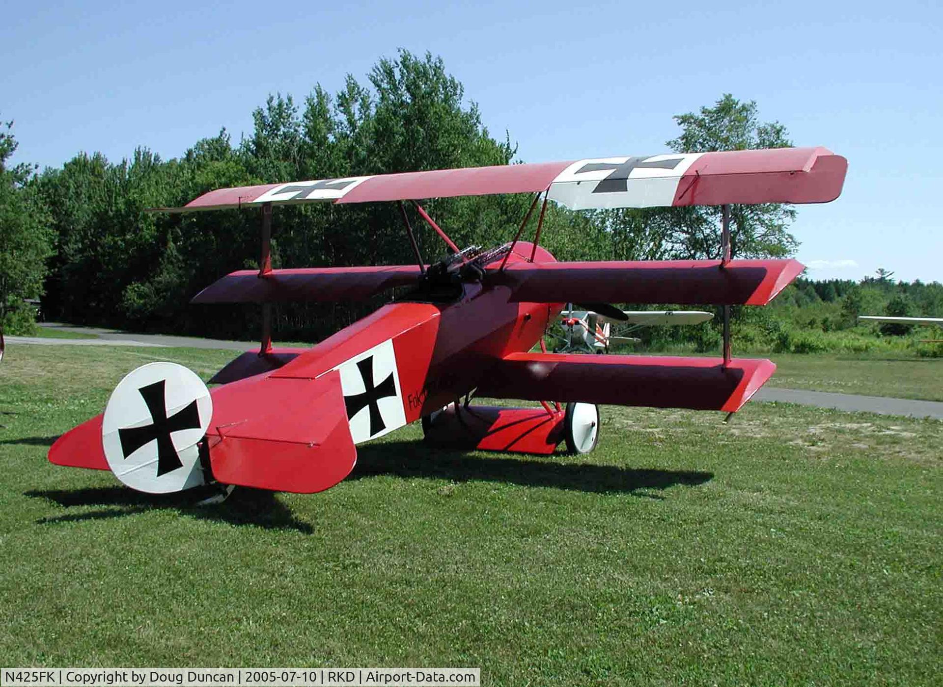N425FK, 1974 Fokker Dr.1 Triplane Replica C/N 2001, Seen at Owls Head Transportation Museum at Knox County Regional Airport in Rockland, Maine