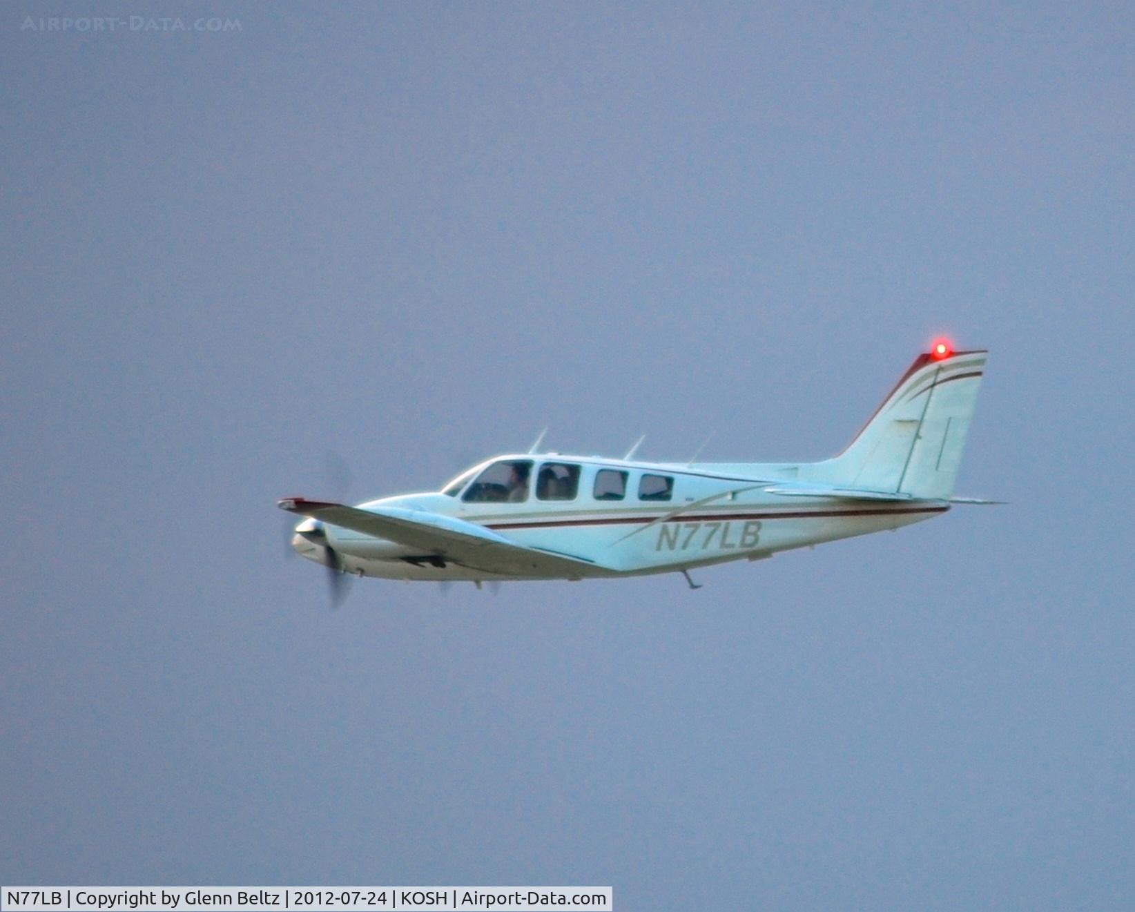 N77LB, 1974 Beech 58 Baron C/N TH-536, Departing from EAA Airventure/Oshkosh on 24 July 2012