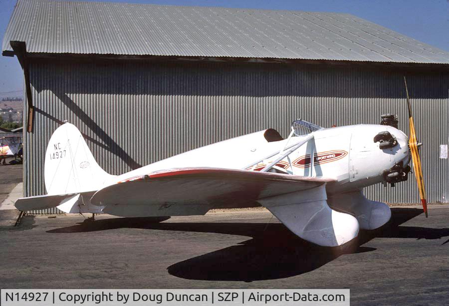 N14927, Kinner SPORTWING B-2 C/N 148, Seen at Santa Paula Airport in Santa Paula, California, in the early 1970s