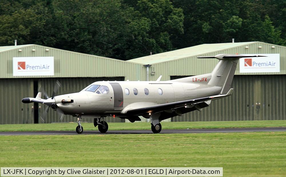 LX-JFK, 2005 Pilatus PC-12/45 C/N 683, Currently with, JetFly Aviation S.A. (There is also a model of this PC-12 in reception next to the control tower.)