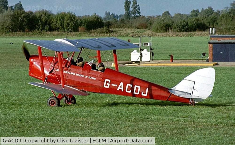 G-ACDJ, 1933 De Havilland DH-82A Tiger Moth II C/N 3183, Ex: G-ACDJ > BB729 >G-ACDJ- Originally owned to, The de Havilland Aircraft Co Ltd in February 1933. Seen here owned to, The de Havilland School of Flying Ltd in August 2001. De-registered as Permanently withdrawn from use in January 2006. Photo taken 2002