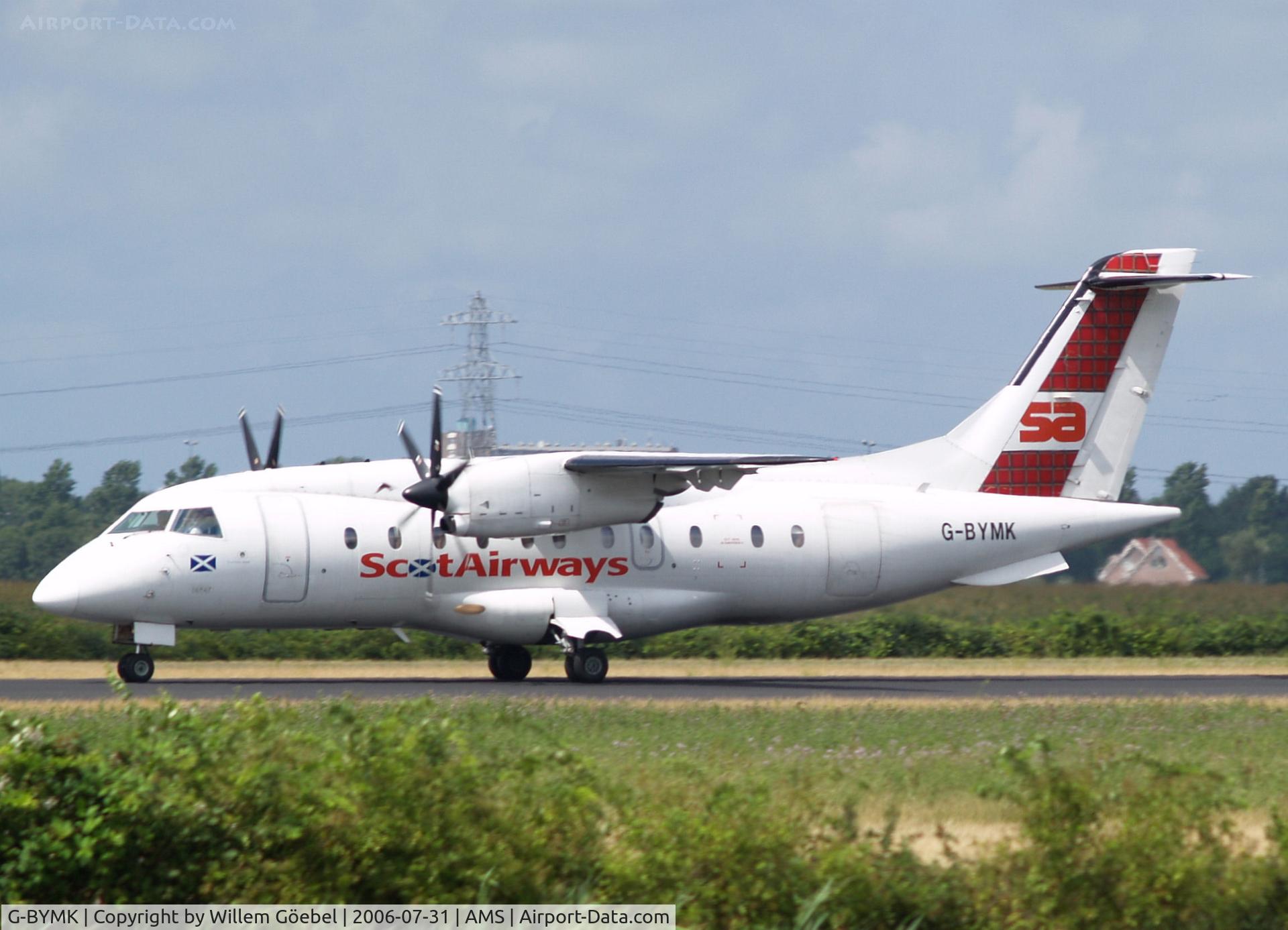 G-BYMK, 1996 Dornier 328-100 C/N 3062, Landing on runway R18 of Amsterdam Airport