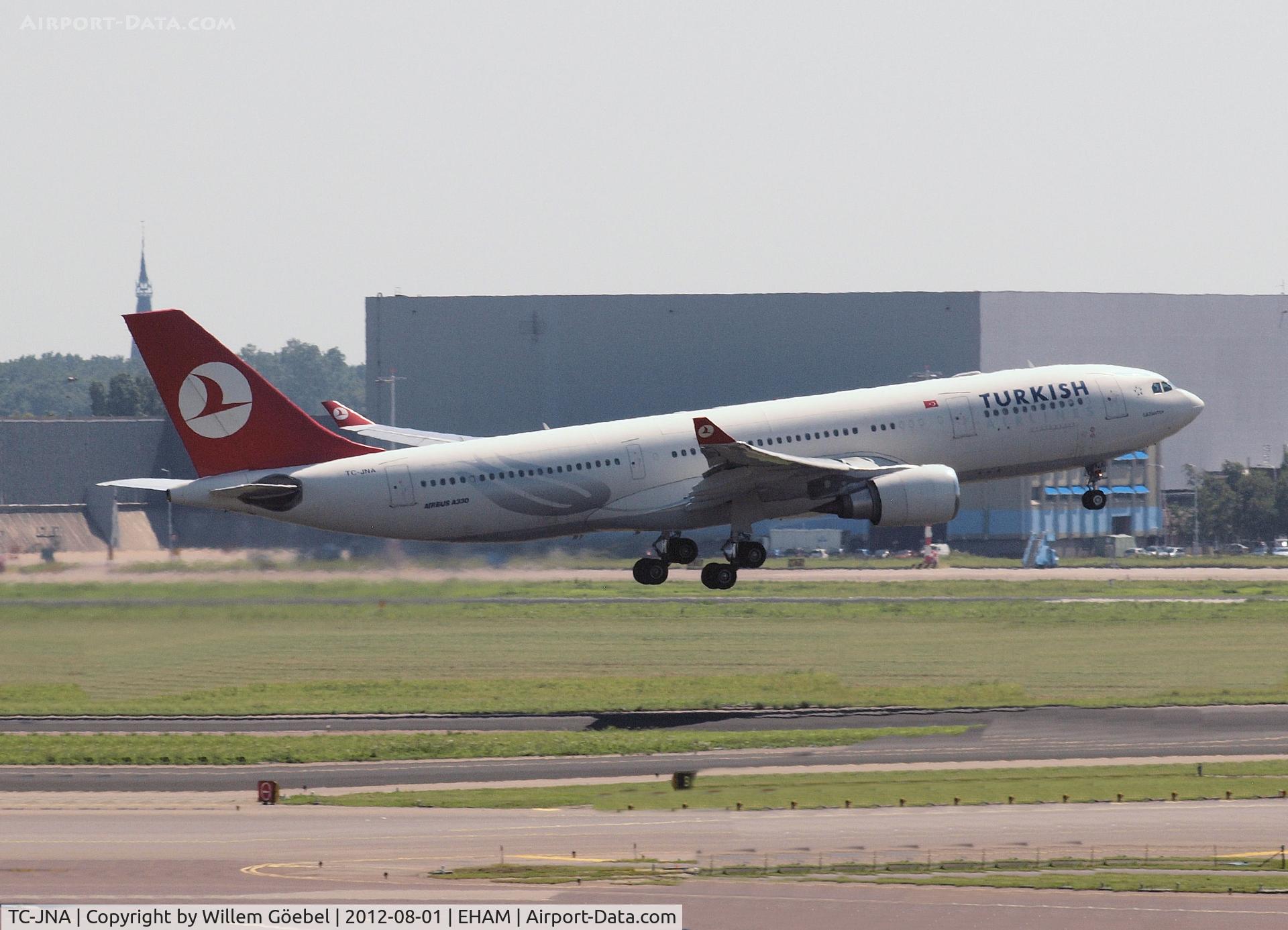 TC-JNA, 2005 Airbus A330-203 C/N 697, Take off from runwayL18 of Schiphol Airport