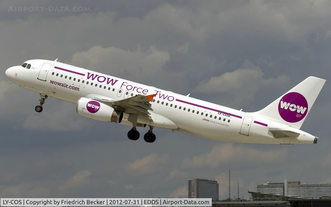 LY-COS, 1994 Airbus A320-231 C/N 415, departure from Stuttgart