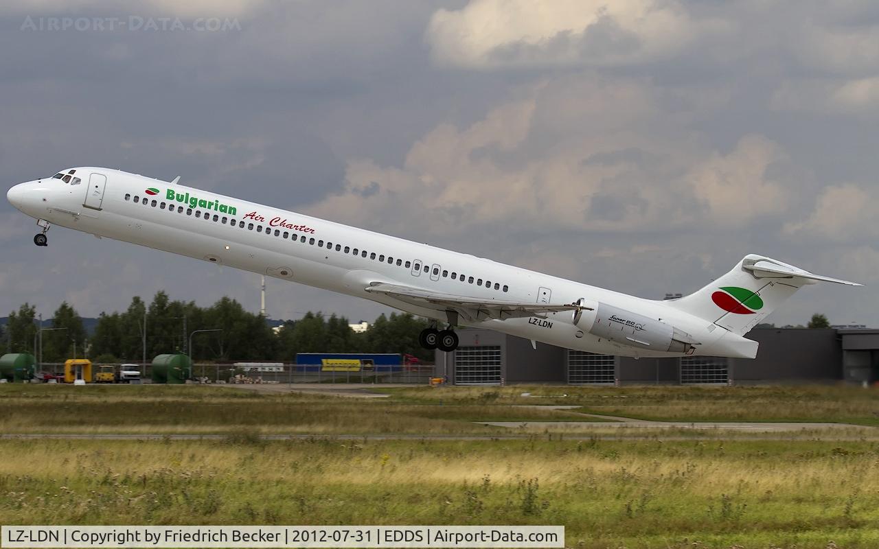 LZ-LDN, 1993 McDonnell Douglas MD-82 (DC-9-82) C/N 53216, departure from Stuttgart