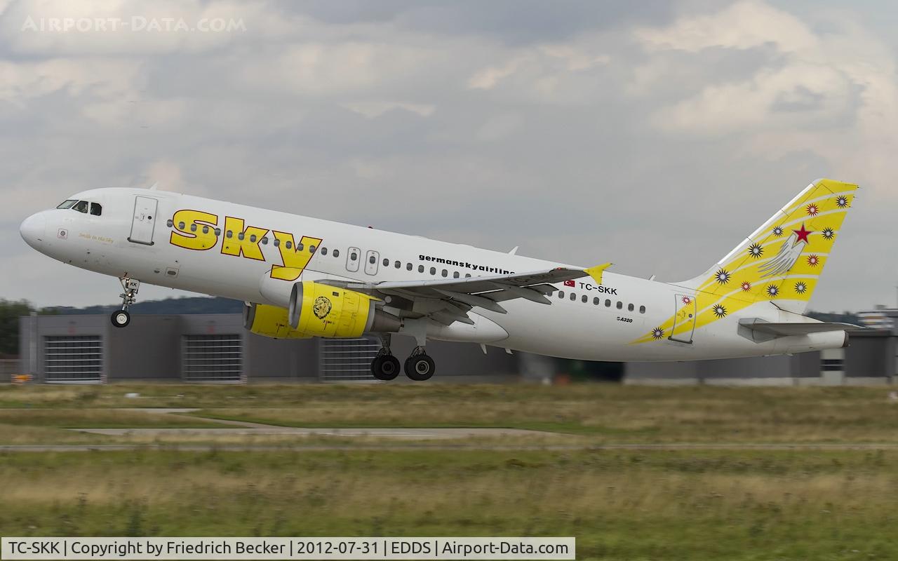 TC-SKK, 1990 Airbus A320-211 C/N 148, departure from Stuttgart