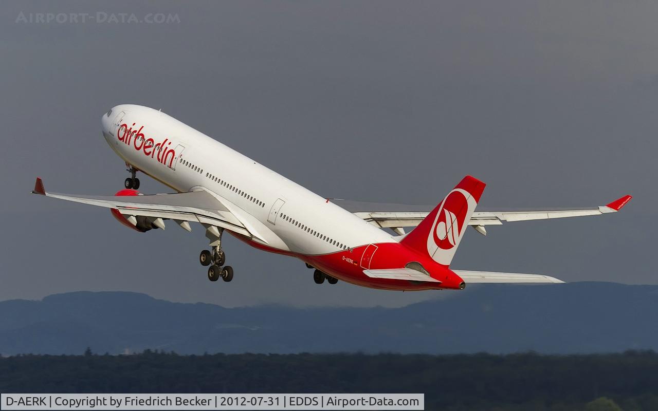 D-AERK, 1996 Airbus A330-322 C/N 120, departure from Stuttgart