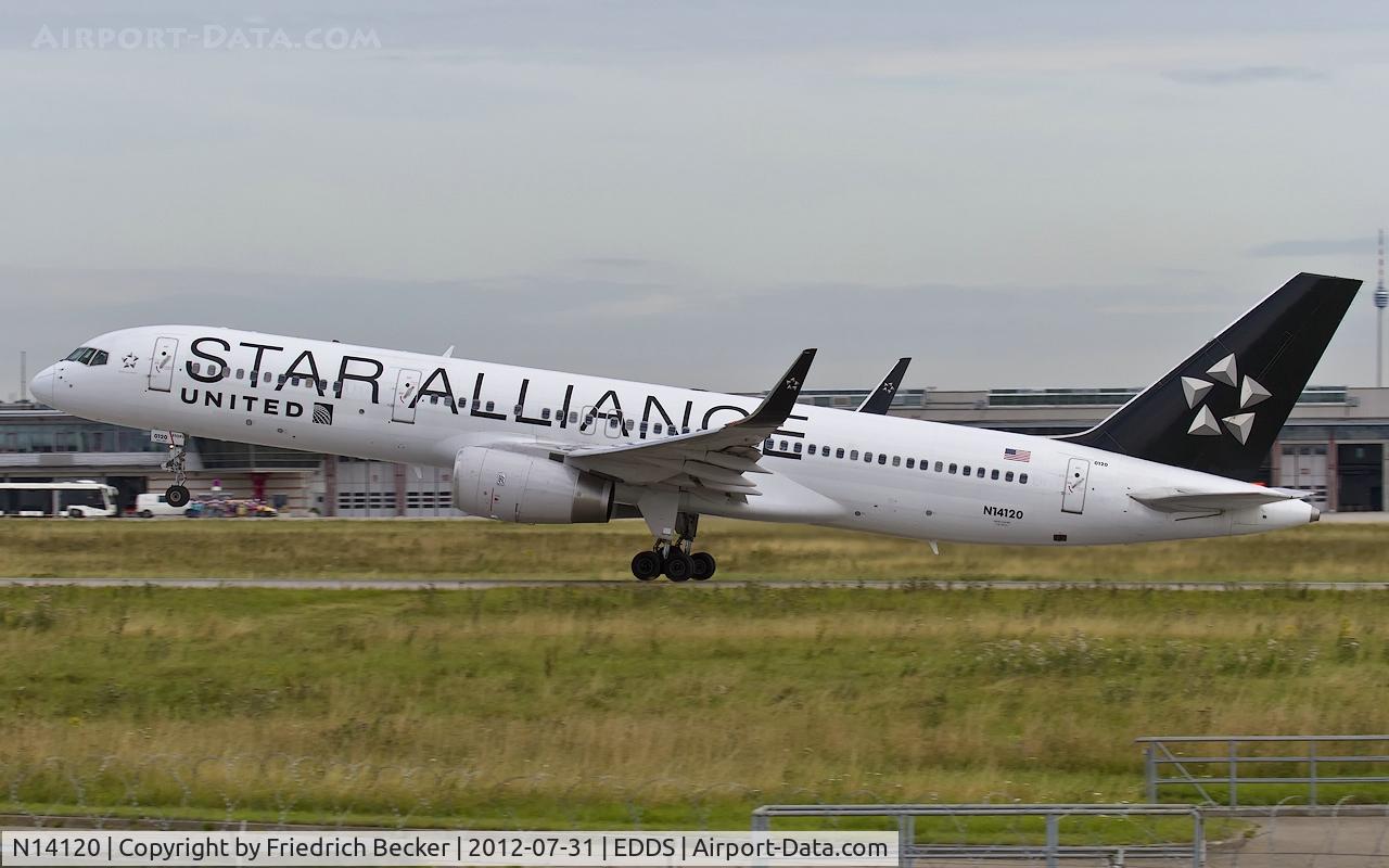 N14120, 1997 Boeing 757-224 C/N 27562, departure from Stuttgart