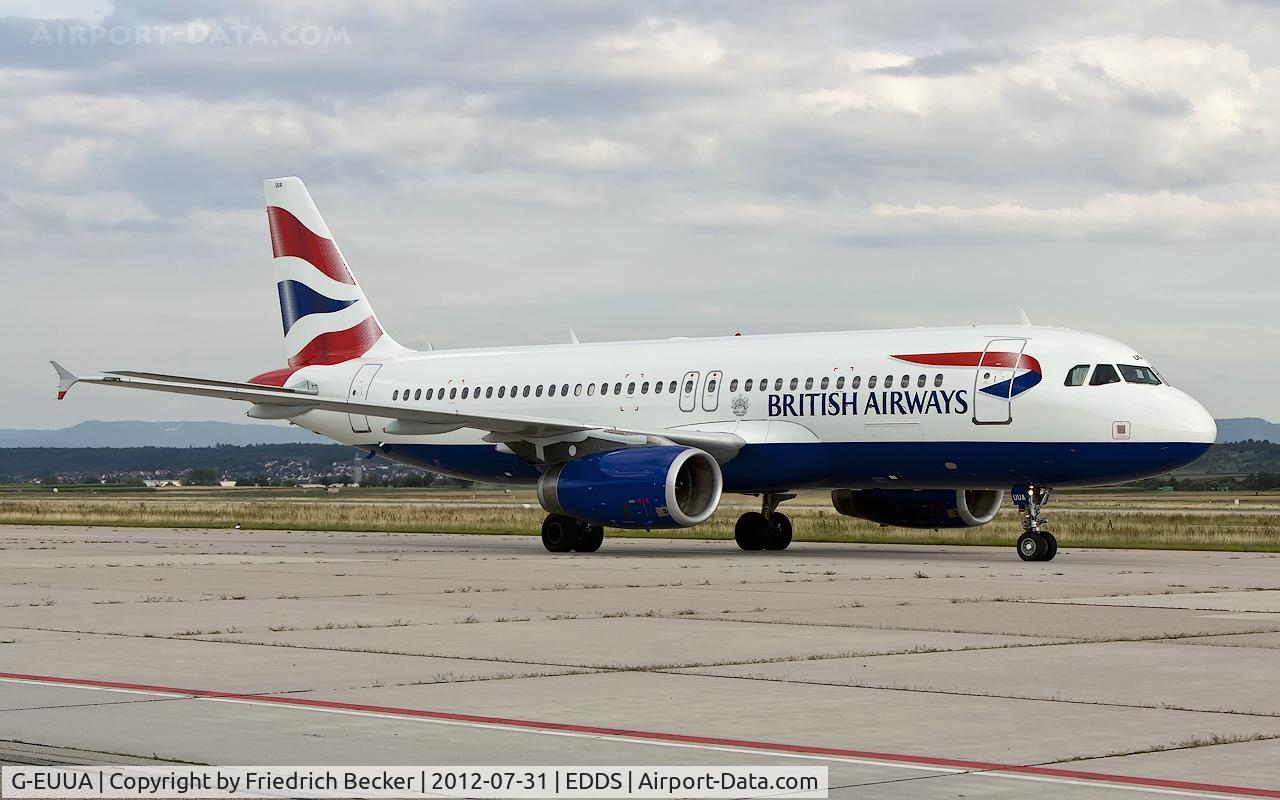 G-EUUA, 2001 Airbus A320-232 C/N 1661, taxying to the gate
