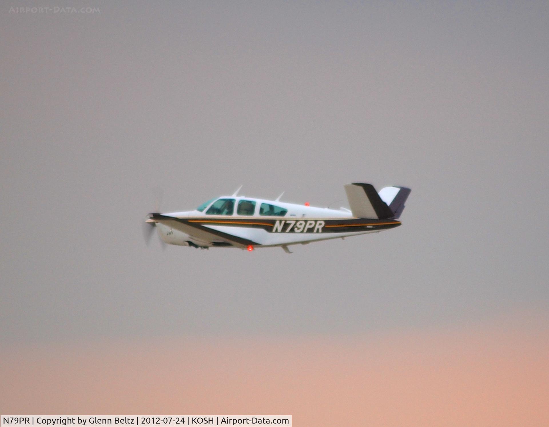 N79PR, 1970 Beech V35B Bonanza C/N D-9138, Departing EAA Airventure/Oshkosh on 24 July 2012.