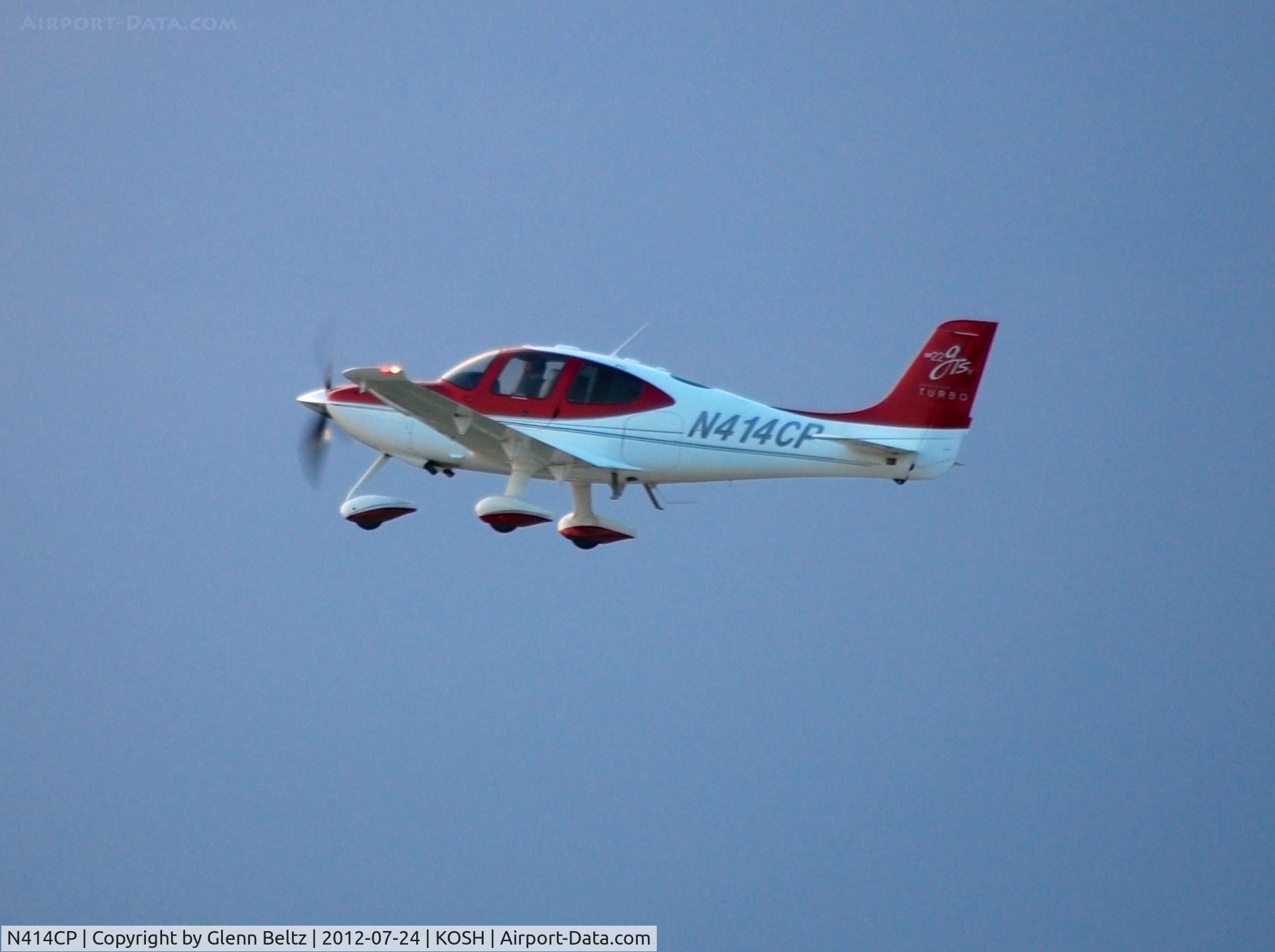 N414CP, 2008 Cirrus SR22 C/N 3209, Departing EAA Airventure/Oshkosh on 24 July 2012.