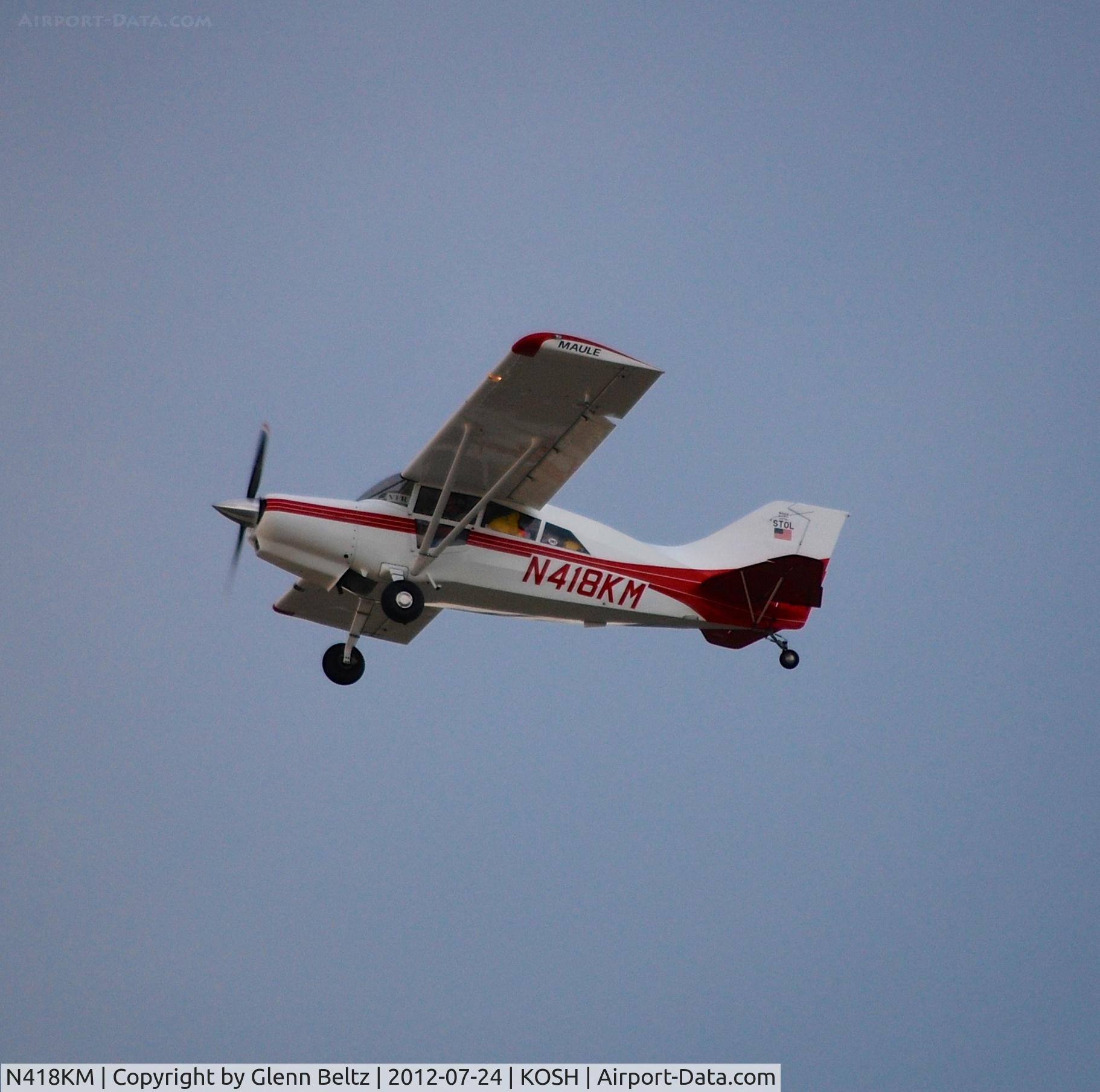 N418KM, 2002 Maule M-7-235C Orion C/N 25075C, Departing EAA Airventure/Oshkosh on 24 July 2012.