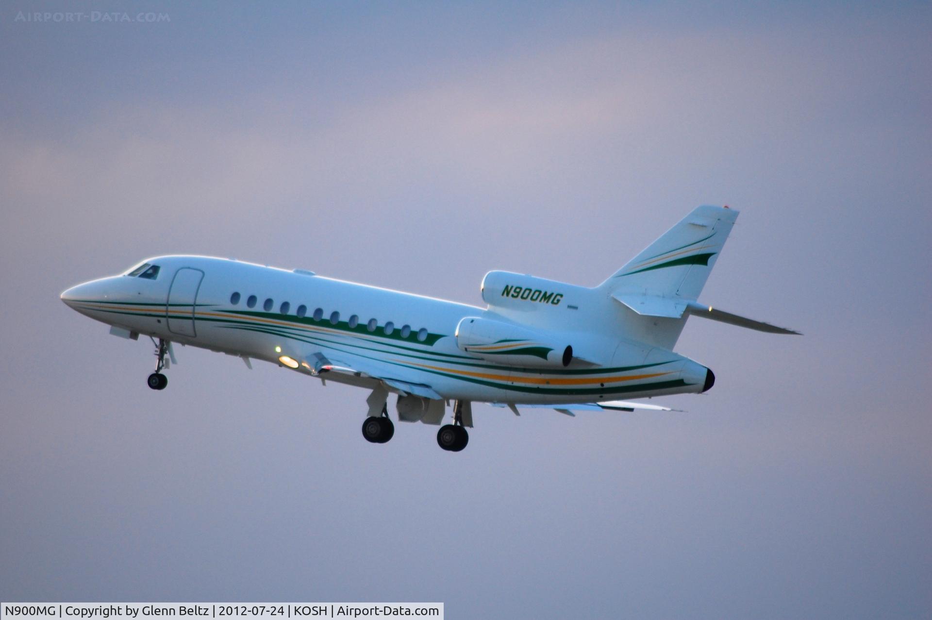 N900MG, 1988 Dassault-Breguet Falcon (Mystere) 900 C/N 67, Departing EAA Airventure/Oshkosh on 24 July 2012.