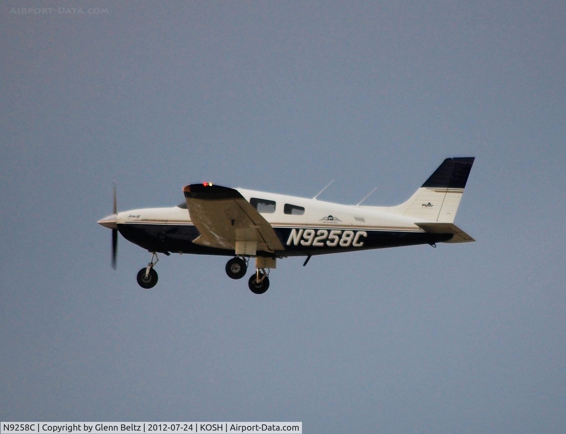 N9258C, 1995 Piper PA-28-181Cherokee C/N 2843002, Departing EAA Airventure/Oshkosh on 24 July 2012.