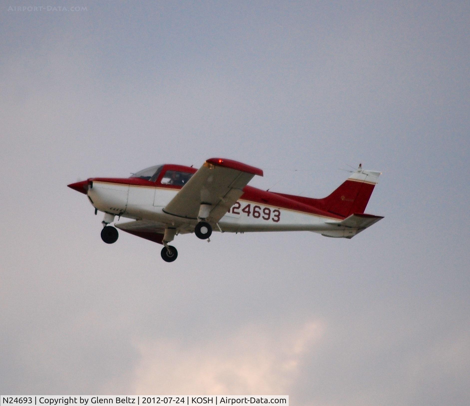 N24693, 1973 Beech C23 Sundowner 180 C/N M-1443, Departing EAA Airventure/Oshkosh on 24 July 2012.
