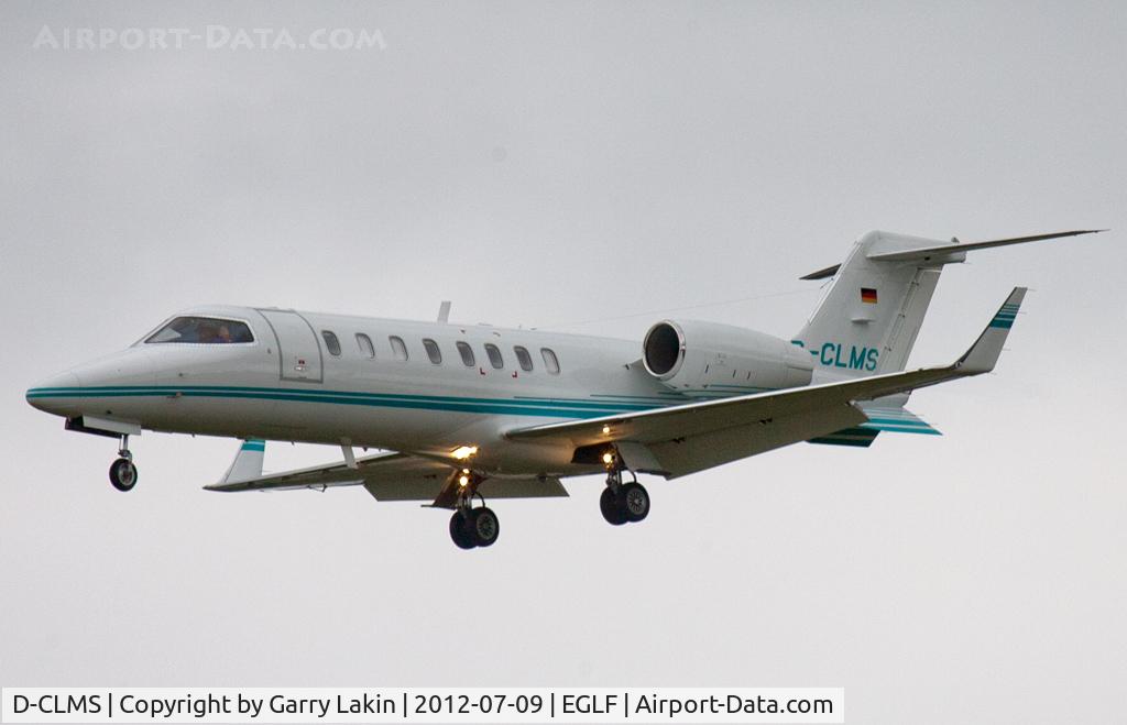 D-CLMS, 2009 Learjet 45 C/N 45-395, on finals into Farnborough