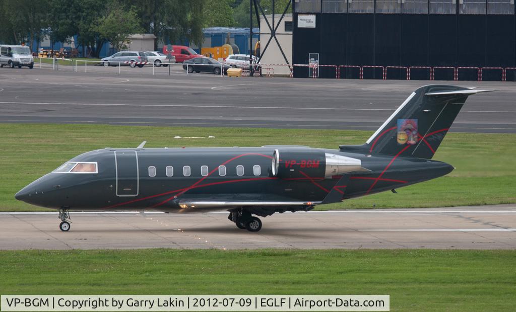 VP-BGM, 2008 Canadair Challenger 605 (CL-600-2B16) C/N 5748, lined up for departure at Farnborough