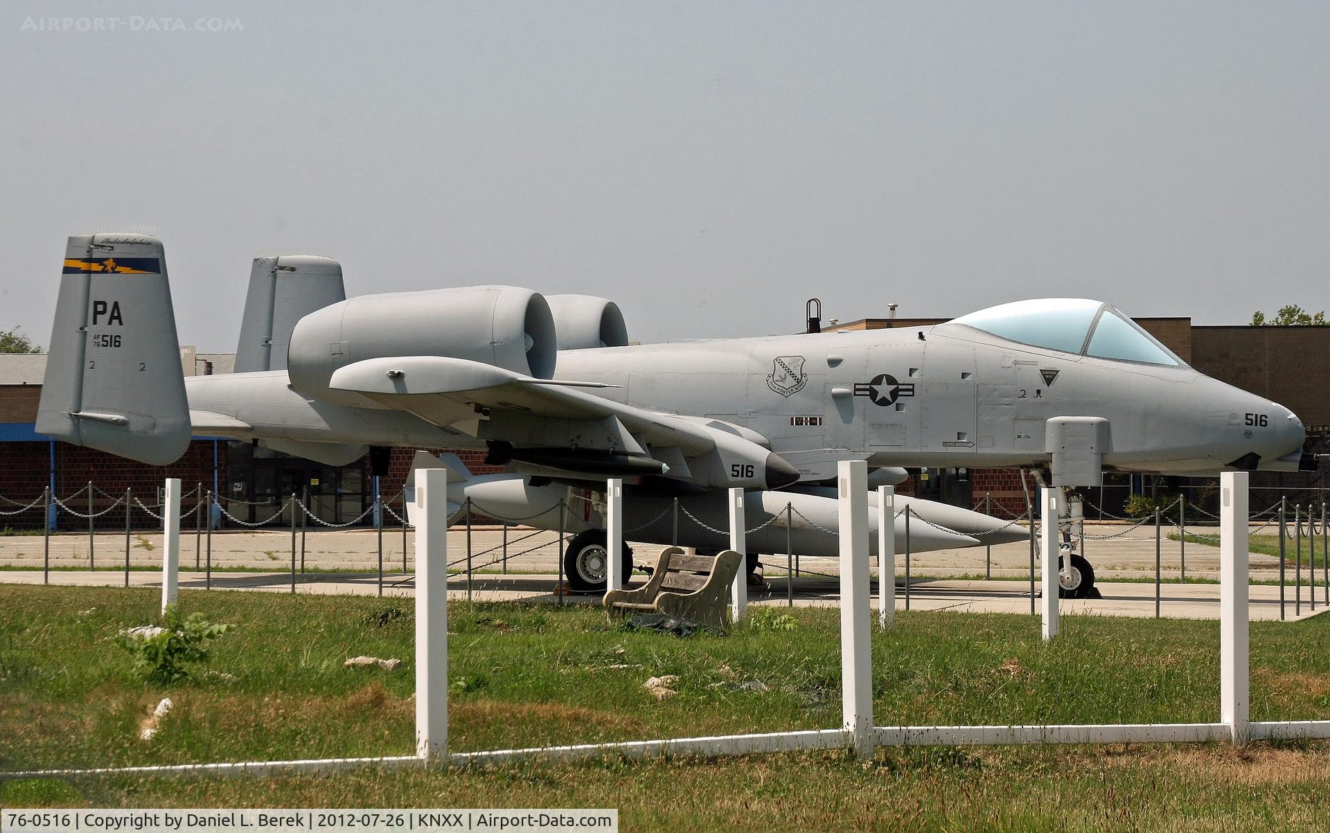 76-0516, 1976 Fairchild Republic A-10A Thunderbolt II C/N A10-0063, One of two Thunderbolt IIs remaining at NAS Willow Grove, this one is behind the Wings of Freedom Museum.