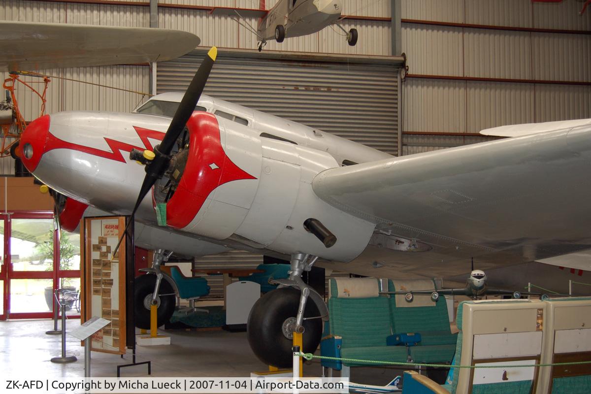 ZK-AFD, 1937 Lockheed 10A Electra C/N 1095, Lockheed Electra 10A (1937), preserved at the Museum of Transport and Technology (MOTAT) in Auckland, New Zealand