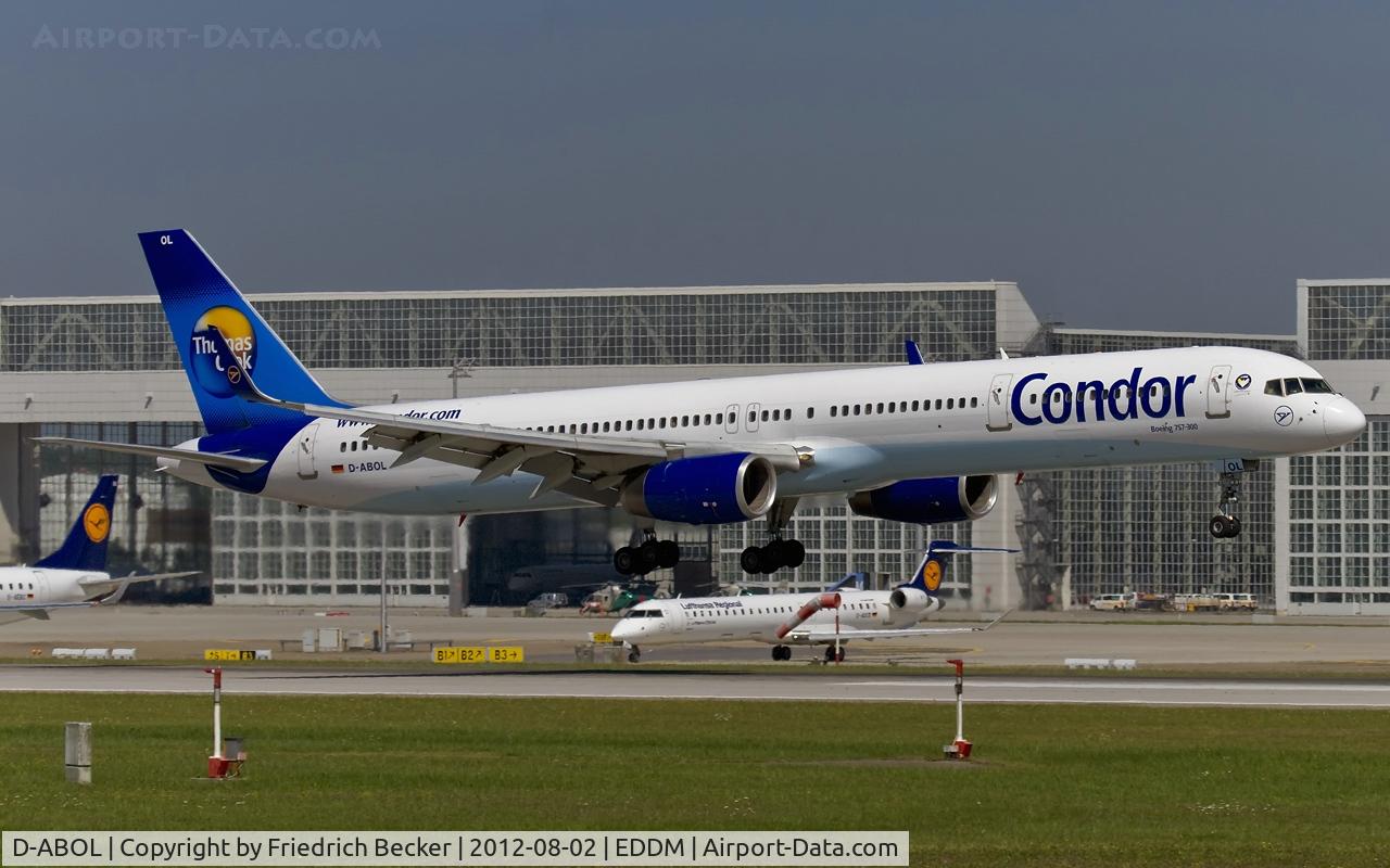 D-ABOL, 2000 Boeing 757-330 C/N 29021, moments prior touchdown