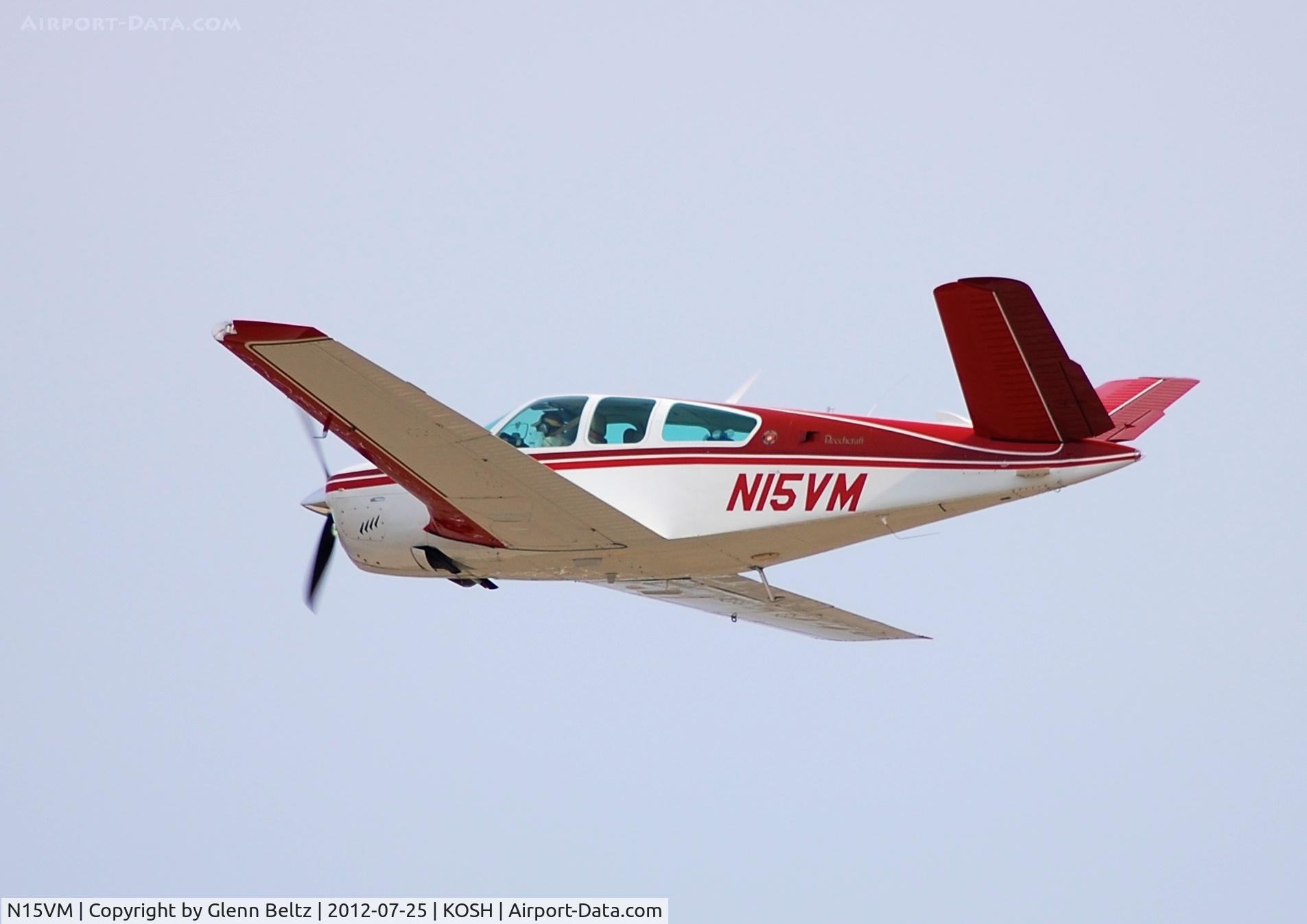 N15VM, 1976 Beech V35B Bonanza C/N D-9936, Departing EAA Airventure/Oshkosh on 25 July 2012.