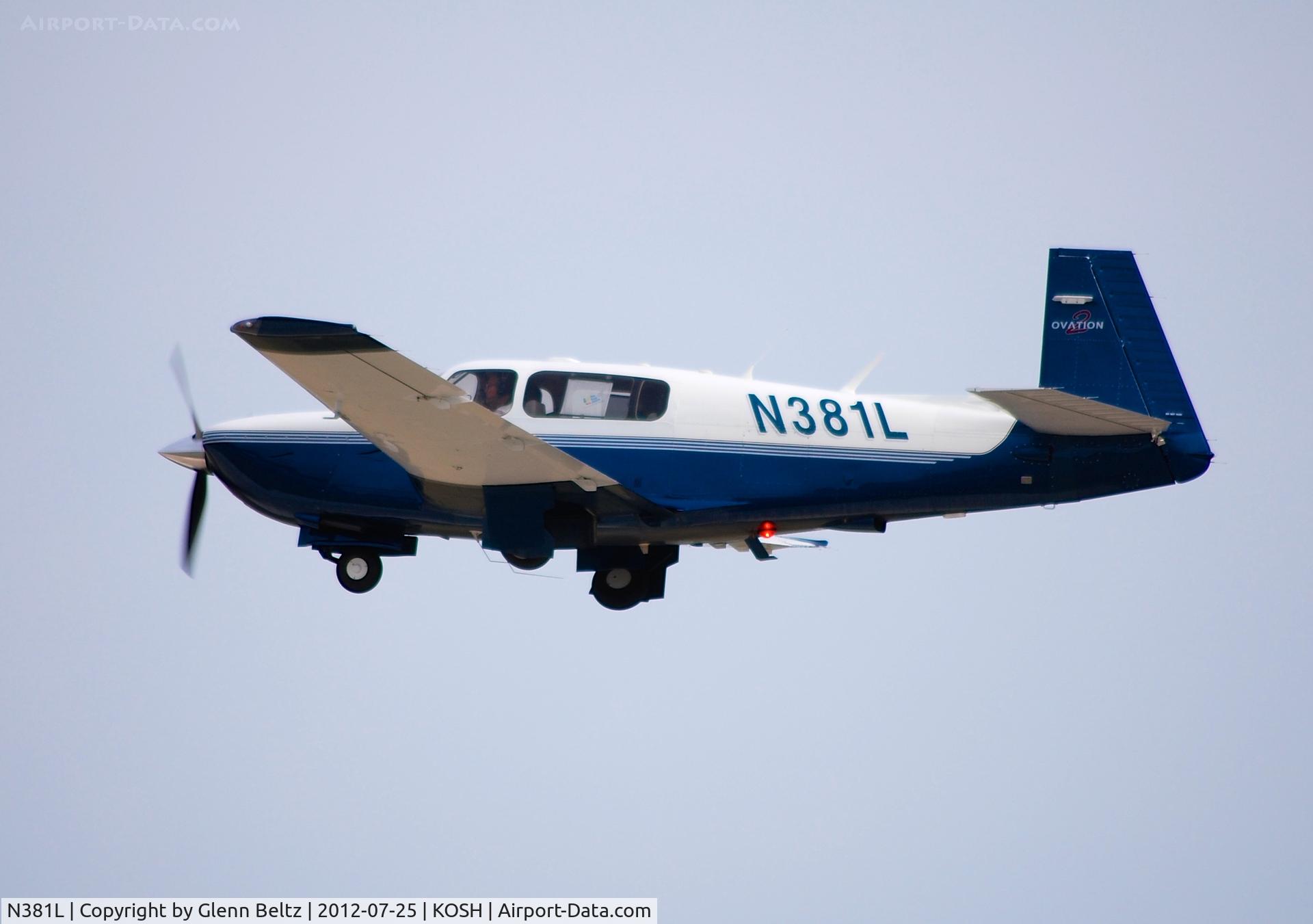 N381L, 1999 Mooney M20R Ovation C/N 29-0201, Departing EAA Airventure/Oshkosh on 25 July 2012.