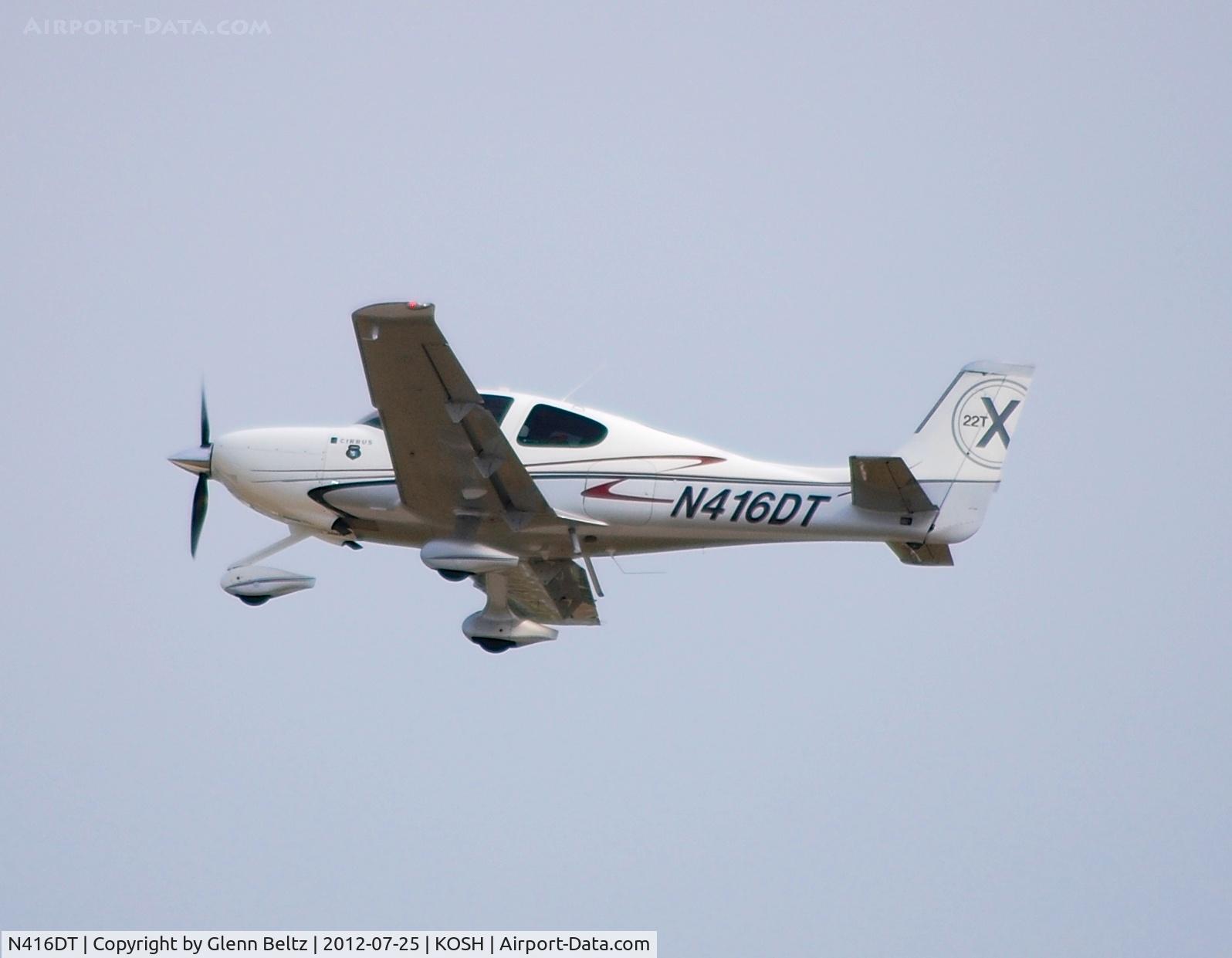 N416DT, Cirrus SR22T C/N 0018, Departing EAA Airventrure/Oshkosh on 25 July 2012.