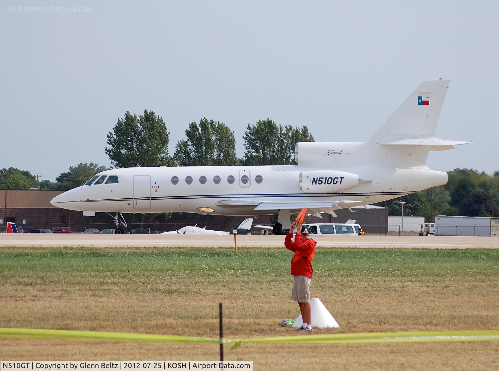 N510GT, 1982 Dassault Falcon 50 C/N 88, Taxiing at Oshkosh on 25 July 2012.