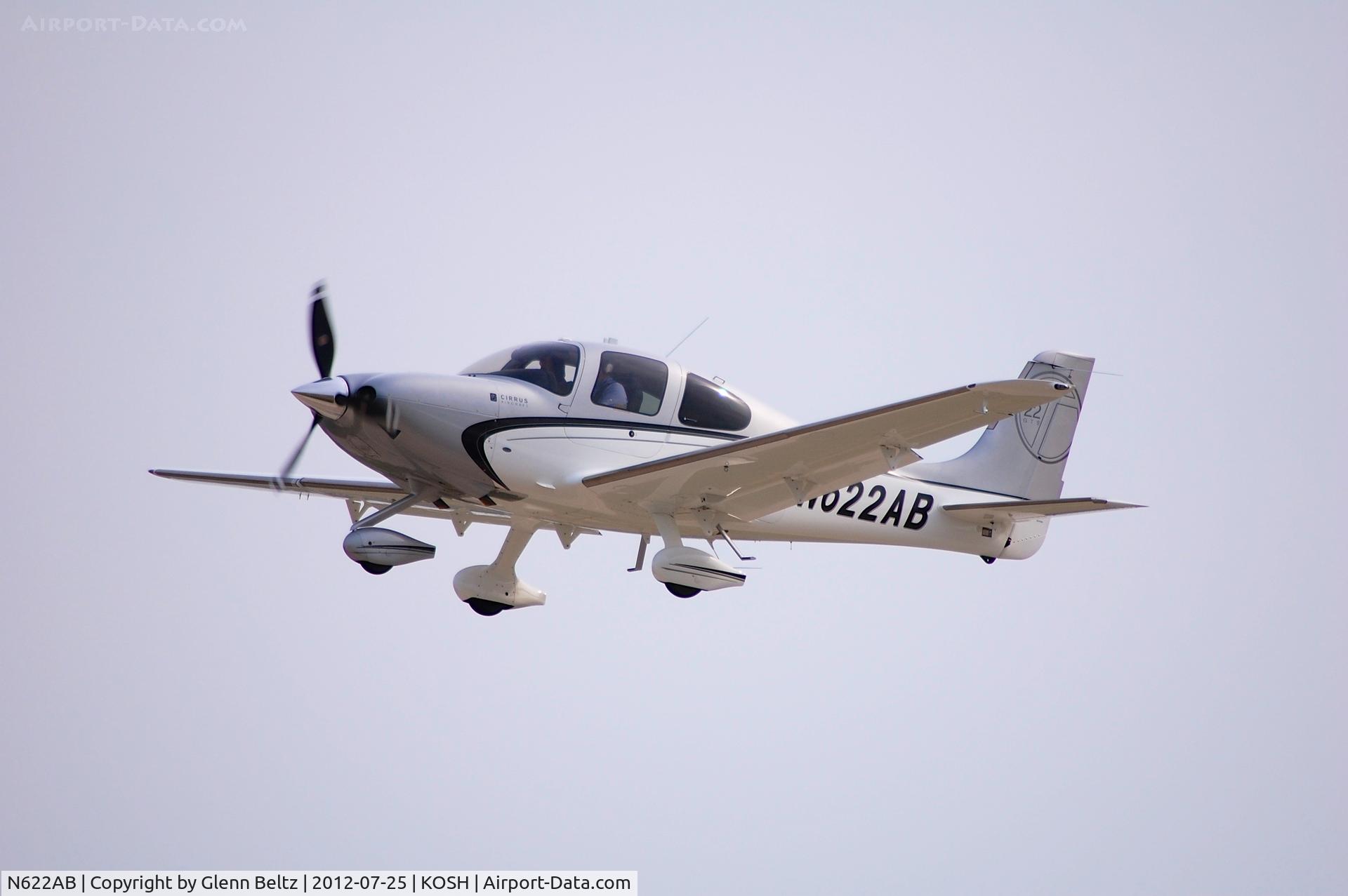 N622AB, 2012 Cirrus SR22T C/N 0313, Departing EAA Airventrure/Oshkosh on 25 July 2012.
