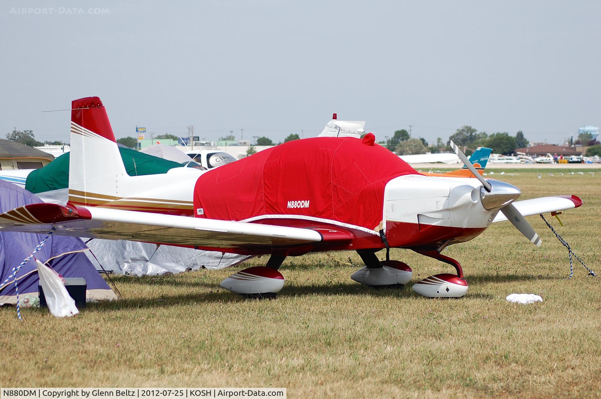 N880DM, Grumman American AA-5B Tiger C/N AA5B-0880, Parked at Oshkosh on 25 July 2012.