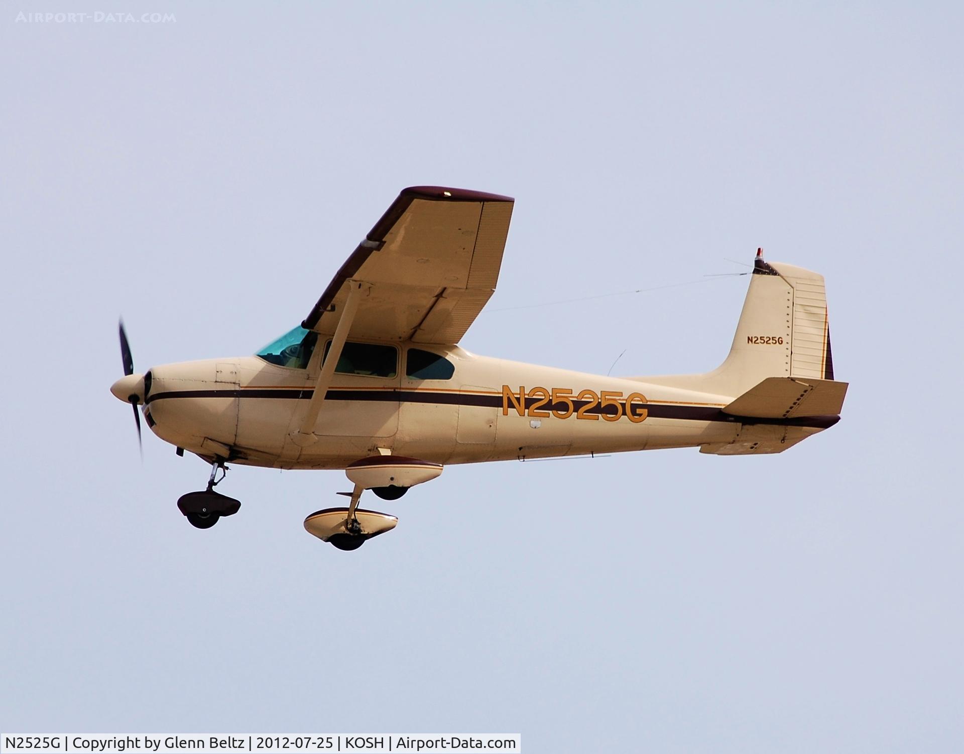 N2525G, 1959 Cessna 182B Skylane C/N 51825, Departing EAA Airventure/Oshkosh on 25 July 2012.