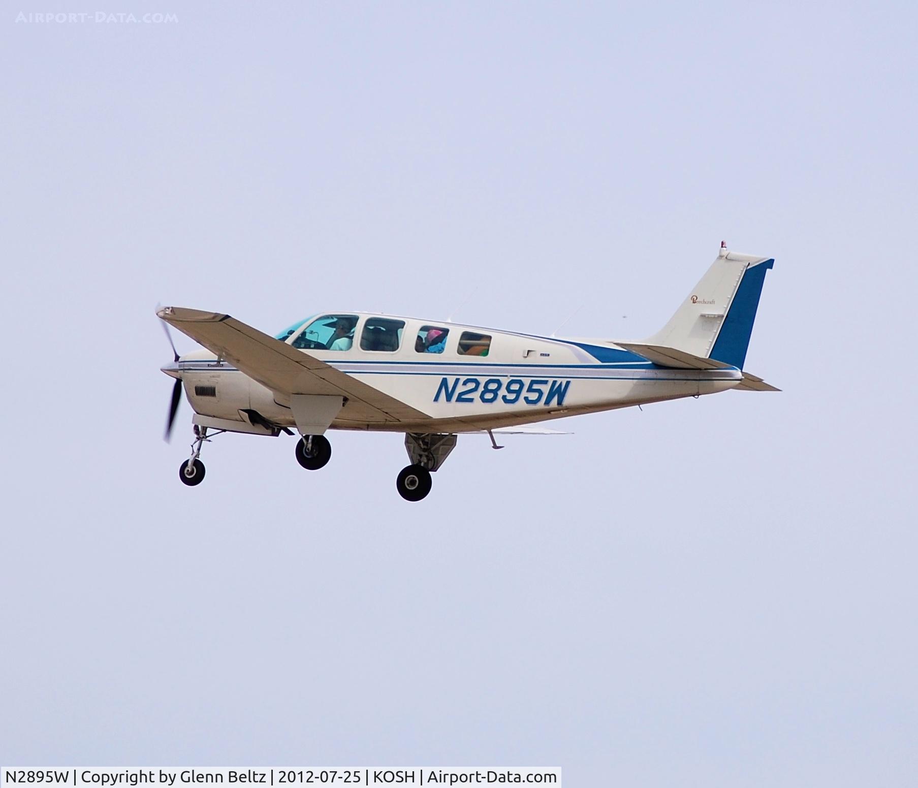 N2895W, 1973 Beech A36 Bonanza 36 C/N E-457, Departing EAA Airventure/Oshkosh on 25 July 2012.