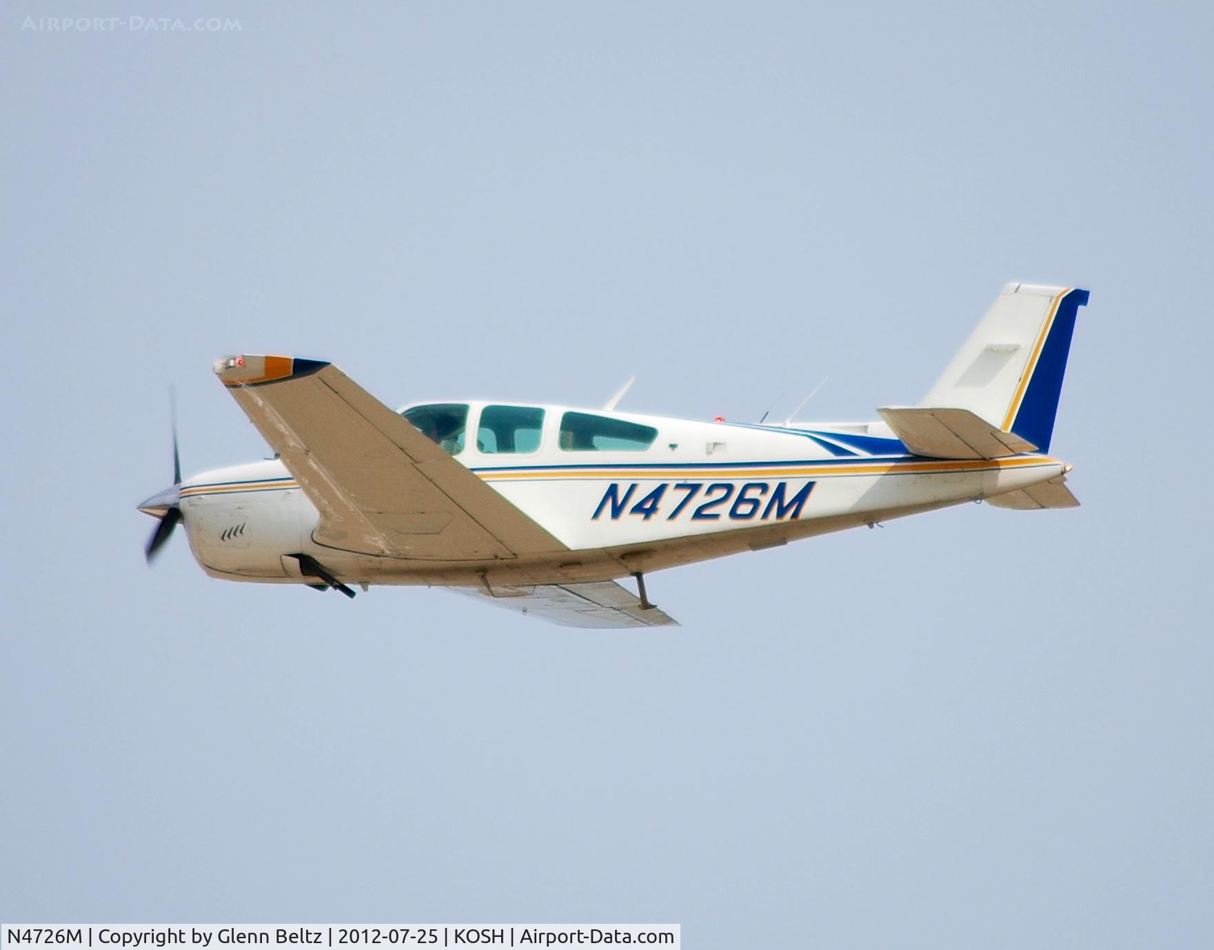 N4726M, 1978 Beech F33A Bonanza C/N CE-778, Departing EAA Airventure/Oshkosh on 25 July 2012.