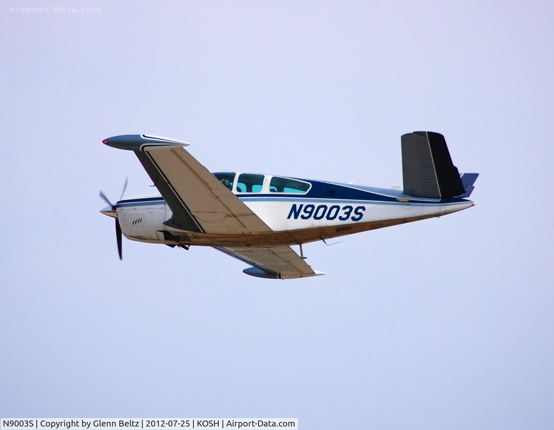 N9003S, 1965 Beech S35 Bonanza C/N D-7937, Departing EAA Airventure/Oshkosh on 25 July 2012.