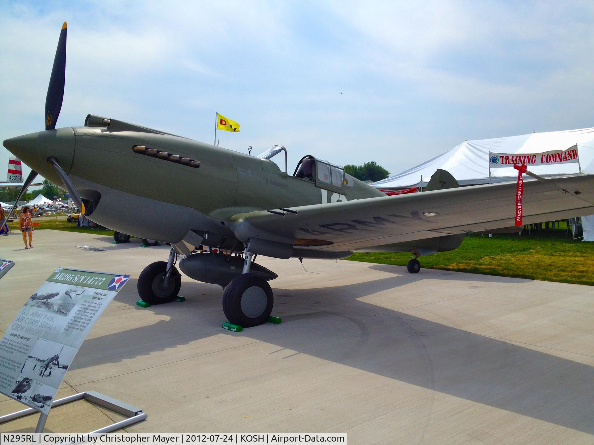 N295RL, 1941 Curtiss P-40C C/N 14777, S/N 14777 on display at AirVenture 2012 in Oshkosh Wisconsin, July 24, 2012