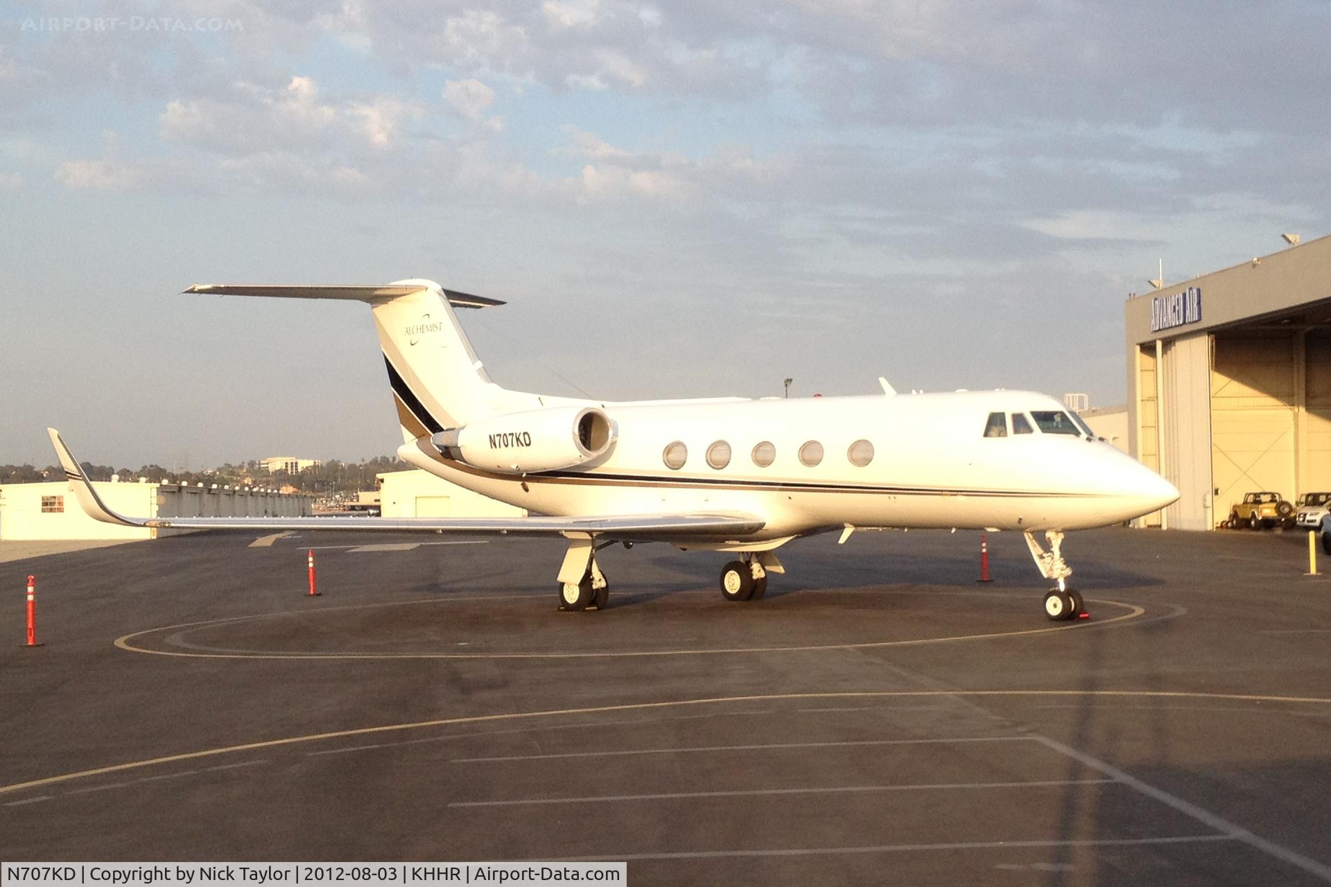 N707KD, 1977 Gulfstream American G-1159 Gulfstream II C/N 214, Alchemist logo on tail upper