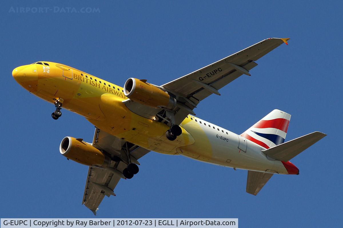 G-EUPC, 1999 Airbus A319-131 C/N 1118, Airbus A319-131 [1118] (British Airways) Home~G 23/07/2012. Seen here in Olympic scheme.