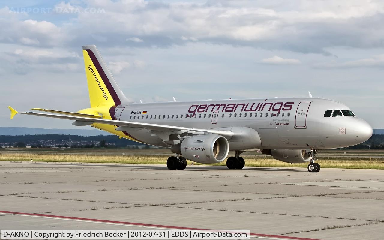 D-AKNO, 1999 Airbus A319-112 C/N 1147, taxying to the gate