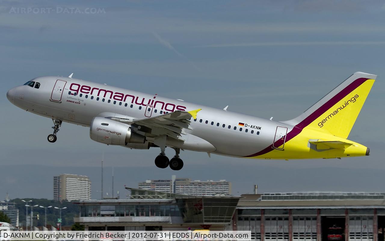 D-AKNM, 1999 Airbus A319-112 C/N 1089, departure from Stuttgart