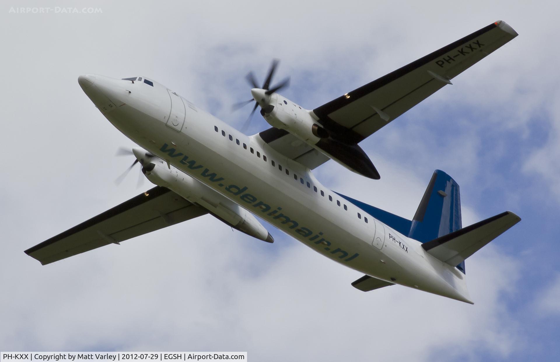 PH-KXX, 1992 Fokker 50 C/N 20262, Departing EGSH.