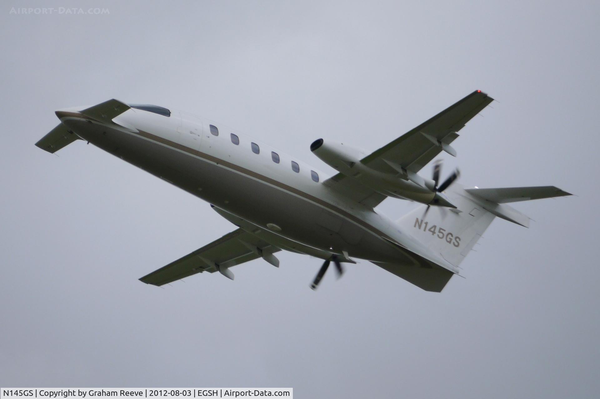 N145GS, 2007 Piaggio P-180 C/N 1145, Departing from Norwich.